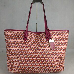 Ralph Lauren Romilly Tile II Pink Orange Geometric Print Tote Shoulder Bag